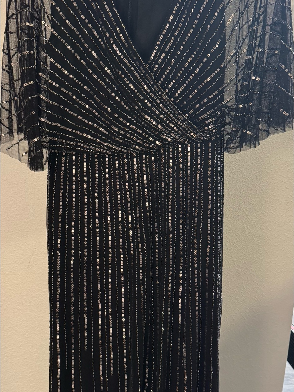 Adrianna Papell Embellished Flutter Sleeve Mother of Bride/Mother of Groom Dress